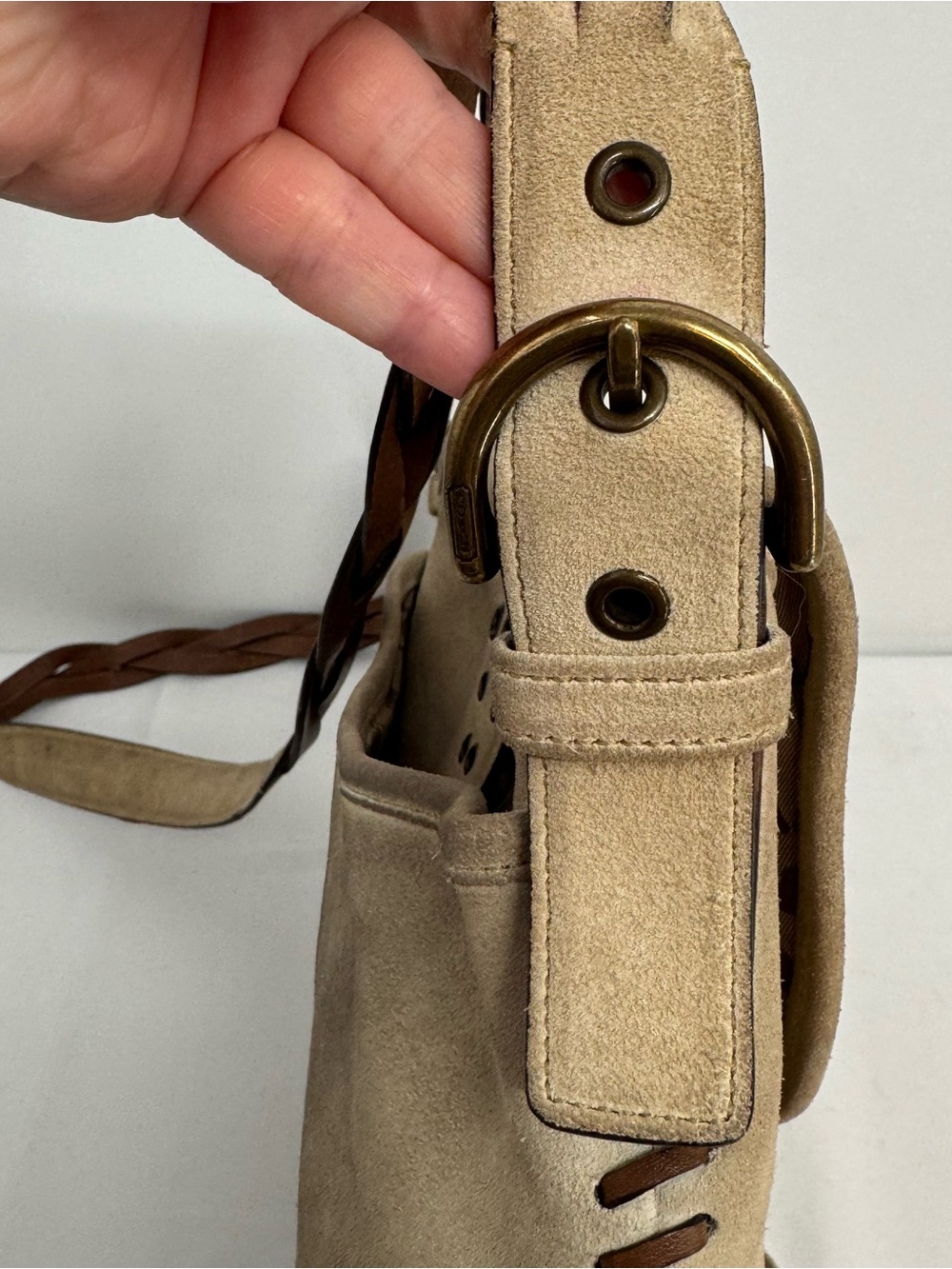 COACH Crossbody Bag Suede Fringe 9484 Beige - Picture 9 of 13